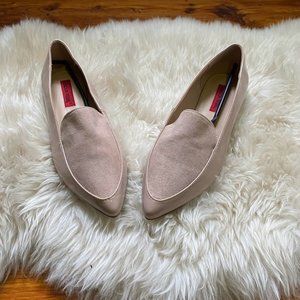 Blush suede-top flats